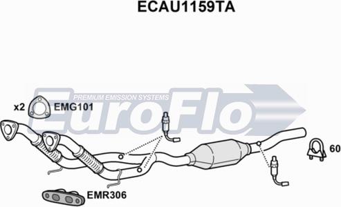 EuroFlo ECAU1159TA - Каталізатор autozip.com.ua