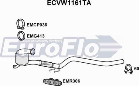 EuroFlo ECVW1161TA - Каталізатор autozip.com.ua