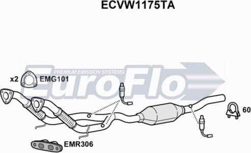 EuroFlo ECVW1175TA - Каталізатор autozip.com.ua