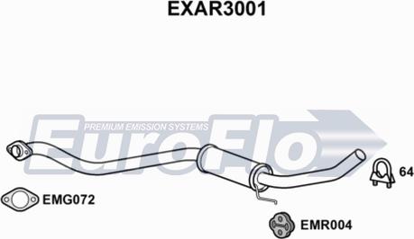 EuroFlo EXAR3001 - Середній глушник вихлопних газів autozip.com.ua