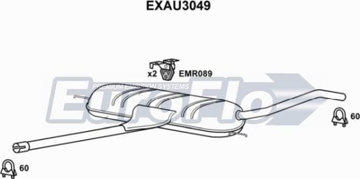 EuroFlo EXAU3049 - Середній глушник вихлопних газів autozip.com.ua