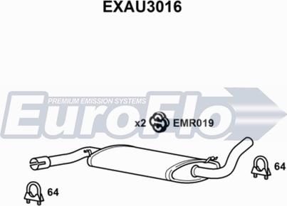 EuroFlo EXAU3016 - Середній глушник вихлопних газів autozip.com.ua