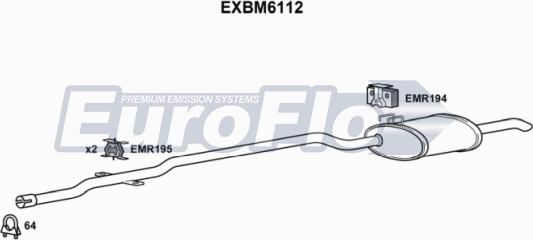 EuroFlo EXBM6112 - Глушник вихлопних газів кінцевий autozip.com.ua