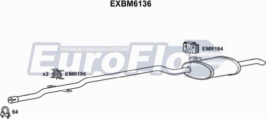 EuroFlo EXBM6136 - Глушник вихлопних газів кінцевий autozip.com.ua