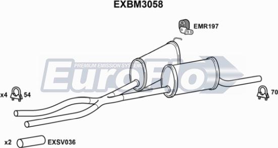 EuroFlo EXBM3058 - Середній глушник вихлопних газів autozip.com.ua