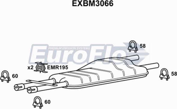 EuroFlo EXBM3066 - Середній глушник вихлопних газів autozip.com.ua