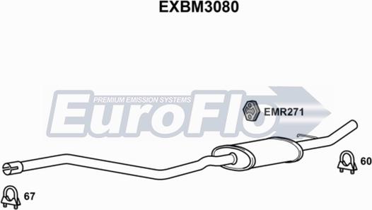 EuroFlo EXBM3080 - Середній глушник вихлопних газів autozip.com.ua