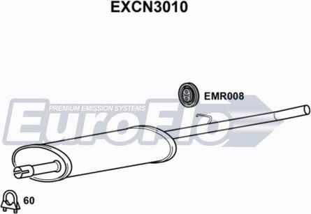 EuroFlo EXCN3010 - Середній глушник вихлопних газів autozip.com.ua