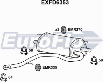 EuroFlo EXFD6353 - Глушник вихлопних газів кінцевий autozip.com.ua