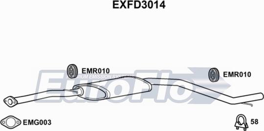 EuroFlo EXFD3014 - Середній глушник вихлопних газів autozip.com.ua