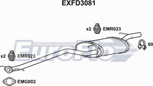 EuroFlo EXFD3081 - Середній глушник вихлопних газів autozip.com.ua