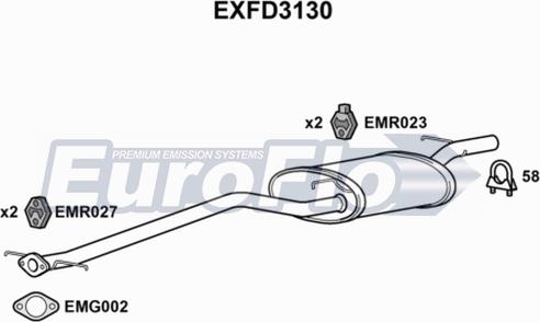 EuroFlo EXFD3130 - Середній глушник вихлопних газів autozip.com.ua