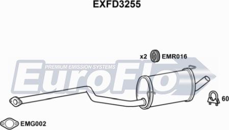 EuroFlo EXFD3255 - Середній глушник вихлопних газів autozip.com.ua