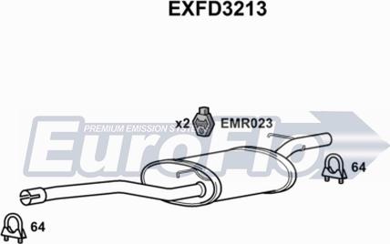 EuroFlo EXFD3213 - Середній глушник вихлопних газів autozip.com.ua