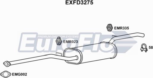 EuroFlo EXFD3275 - Середній глушник вихлопних газів autozip.com.ua