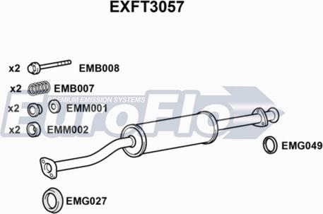 EuroFlo EXFT3057 - Середній глушник вихлопних газів autozip.com.ua