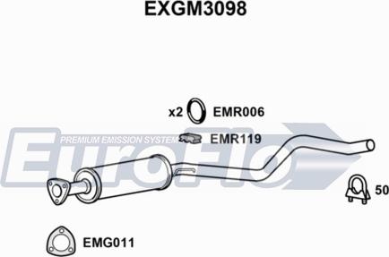 EuroFlo EXGM3098 - Середній глушник вихлопних газів autozip.com.ua