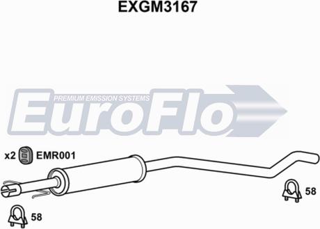 EuroFlo EXGM3167 - Середній глушник вихлопних газів autozip.com.ua