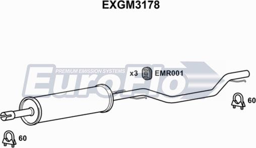 EuroFlo EXGM3178 - Середній глушник вихлопних газів autozip.com.ua