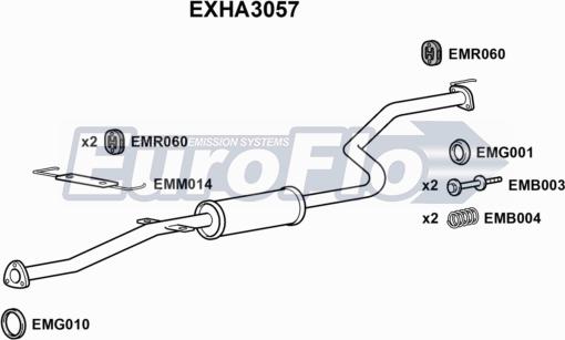 EuroFlo EXHA3057 - Середній глушник вихлопних газів autozip.com.ua