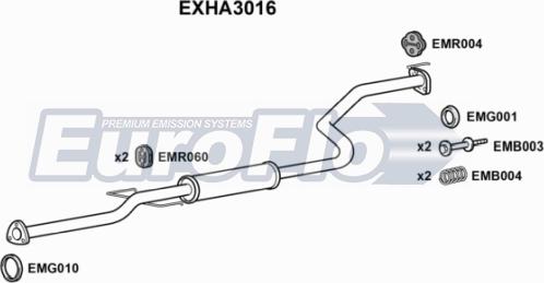 EuroFlo EXHA3016 - Середній глушник вихлопних газів autozip.com.ua