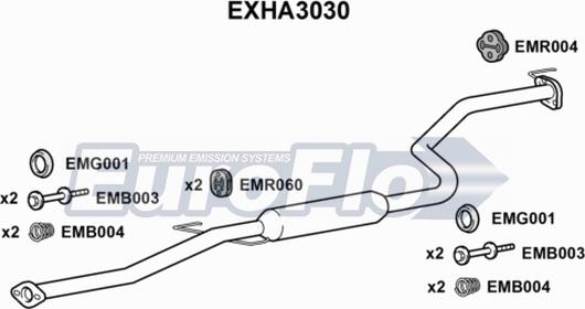 EuroFlo EXHA3030 - Середній глушник вихлопних газів autozip.com.ua