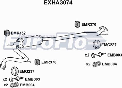 EuroFlo EXHA3074 - Середній глушник вихлопних газів autozip.com.ua