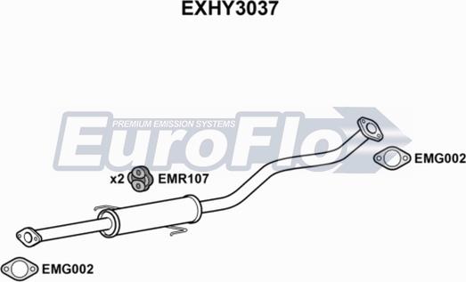 EuroFlo EXHY3037 - Середній глушник вихлопних газів autozip.com.ua