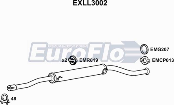 EuroFlo EXLL3002 - Середній глушник вихлопних газів autozip.com.ua