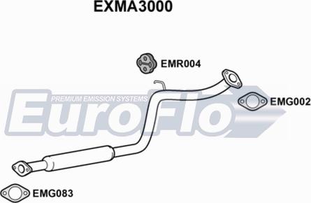 EuroFlo EXMA3000 - Середній глушник вихлопних газів autozip.com.ua