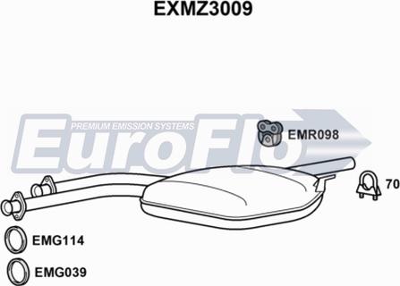 EuroFlo EXMZ3009 - Середній глушник вихлопних газів autozip.com.ua