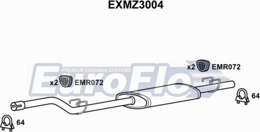 EuroFlo EXMZ3004 - Середній глушник вихлопних газів autozip.com.ua