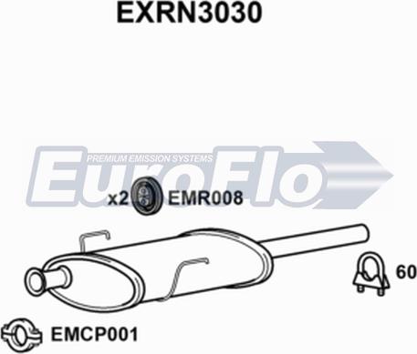 EuroFlo EXRN3030 - Середній глушник вихлопних газів autozip.com.ua