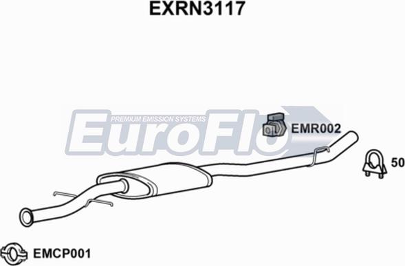 EuroFlo EXRN3117 - Середній глушник вихлопних газів autozip.com.ua