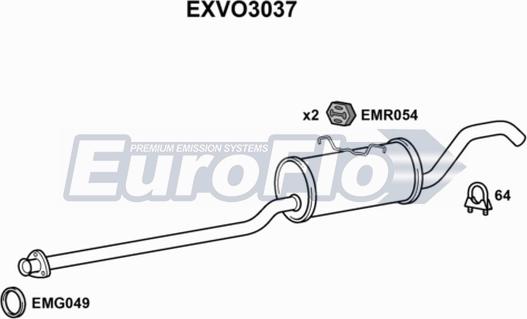 EuroFlo EXVO3037 - Середній глушник вихлопних газів autozip.com.ua