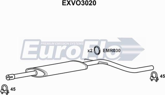 EuroFlo EXVO3020 - Середній глушник вихлопних газів autozip.com.ua