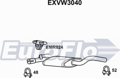 EuroFlo EXVW3040 - Середній глушник вихлопних газів autozip.com.ua