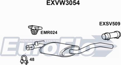 EuroFlo EXVW3054 - Середній глушник вихлопних газів autozip.com.ua