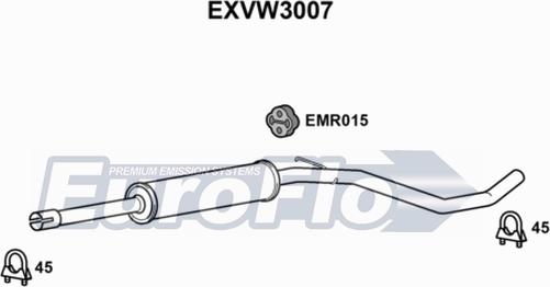 EuroFlo EXVW3007 - Середній глушник вихлопних газів autozip.com.ua