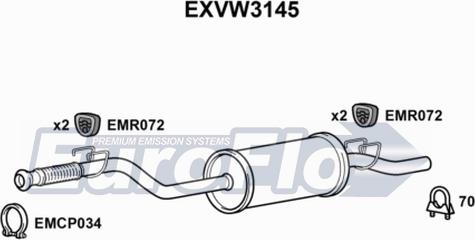 EuroFlo EXVW3145 - Середній глушник вихлопних газів autozip.com.ua