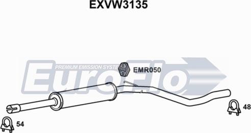 EuroFlo EXVW3135 - Середній глушник вихлопних газів autozip.com.ua