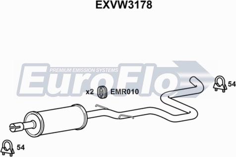 EuroFlo EXVW3178 - Середній глушник вихлопних газів autozip.com.ua