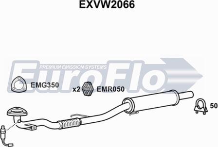 EuroFlo EXVW2066 - Труба вихлопного газу autozip.com.ua