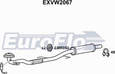 EuroFlo EXVW2067 - Труба вихлопного газу autozip.com.ua