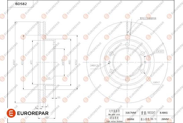 EUROREPAR 1684302480 - Гальмівний диск autozip.com.ua