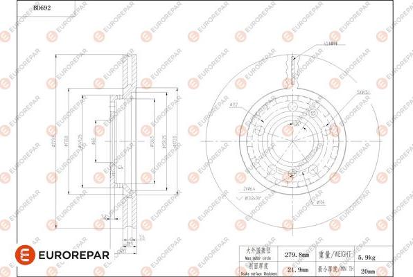 EUROREPAR 1684313480 - Гальмівний диск autozip.com.ua