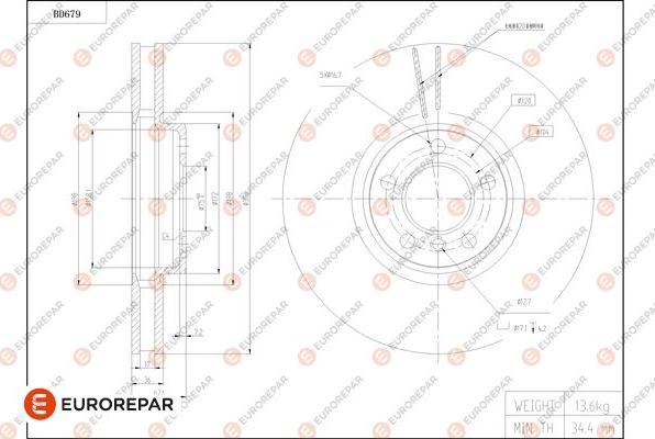 EUROREPAR 1684312180 - Гальмівний диск autozip.com.ua