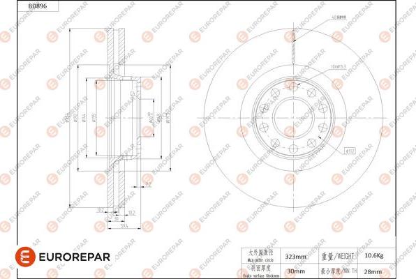 EUROREPAR 1684333880 - Гальмівний диск autozip.com.ua