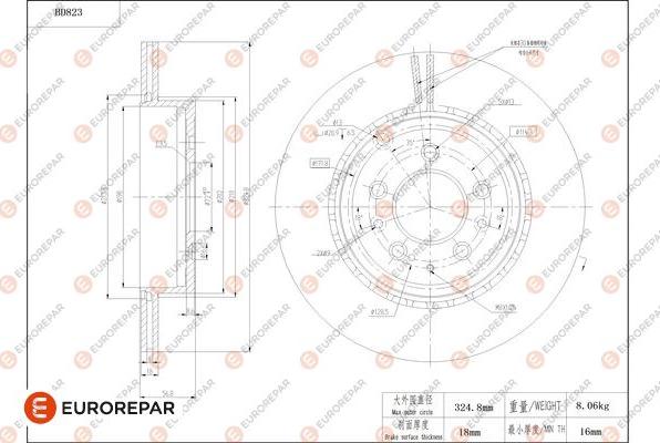 EUROREPAR 1684326580 - Гальмівний диск autozip.com.ua