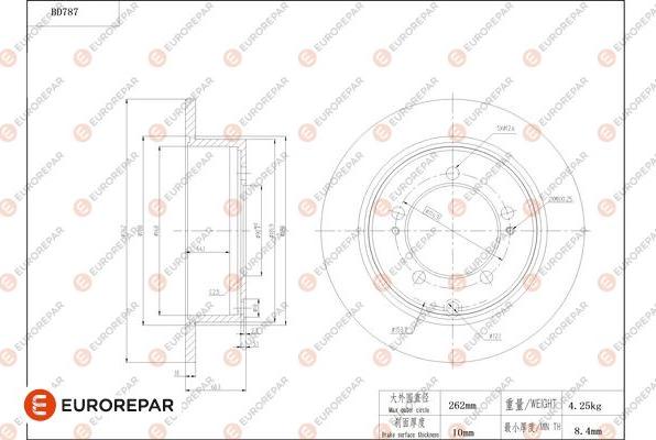 EUROREPAR 1684322980 - Гальмівний диск autozip.com.ua